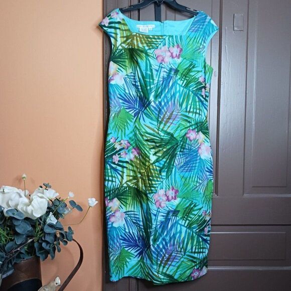 Maggy London Women's size 10 Tropical Midi Dress - Picture 1 of 11